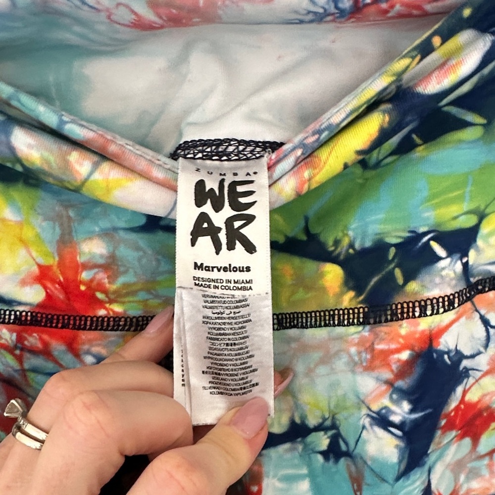 Zumba Fitness Multicolor Tie-Dye Leggings with Navy Accents - Picture 3 of 10